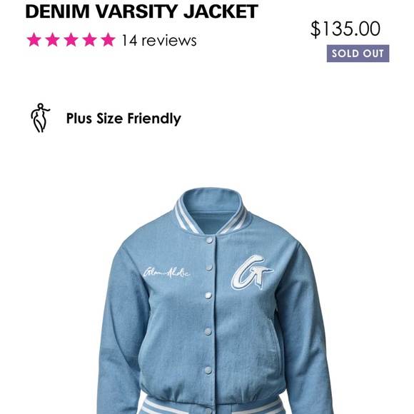 Glamaholic Lifestyle Denim Varsity Jacket - Picture 1 of 2